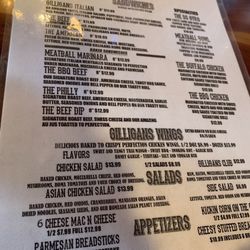Gilligans Pizza LLC - Menu