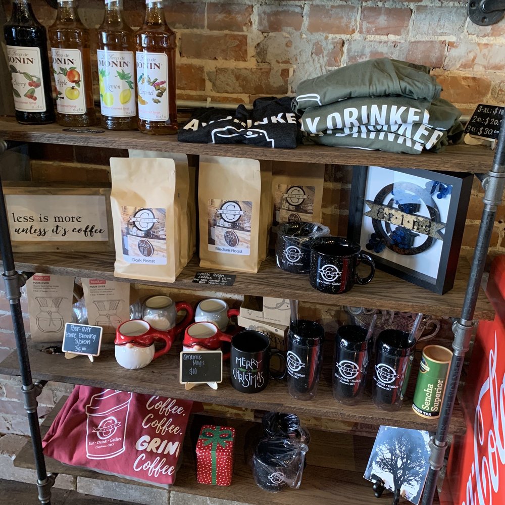 Grind - a shelf of coffee and other items - Coffee & Tea Near Me - California, Missouri Grind - a shelf of coffee and other items - Coffee & Tea Near Me - California, Missouri