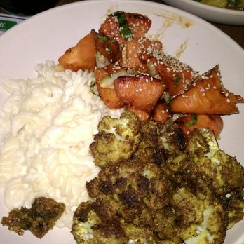 Flower Child - 3 side sampler, cauliflower, sweet potatoes & Mac N cheese - Salad Near Me - Del Mar, California Flower Child - 3 side sampler, cauliflower, sweet potatoes & Mac N cheese - Salad Near Me - Del Mar, California
