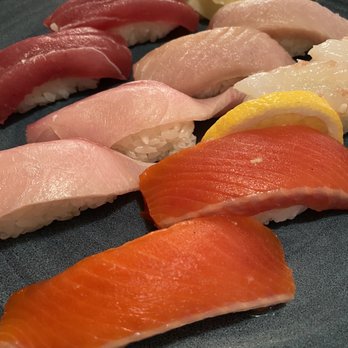 Izumi - Tuna, sweet shrimp, yellowtail, wild sockeye and wild white king nigiri. - Sushi Bars Near Me - Kirkland, Washington Izumi - Tuna, sweet shrimp, yellowtail, wild sockeye and wild white king nigiri. - Sushi Bars Near Me - Kirkland, Washington