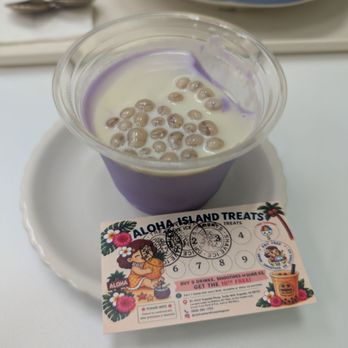Aloha Island Treats - Ube pudding and stampa card. - Shaved Snow Near Me - Kapolei, Hawaii