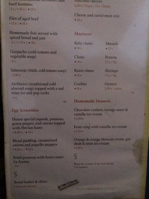 Menu photo 7 La Azotea Seville, SE
