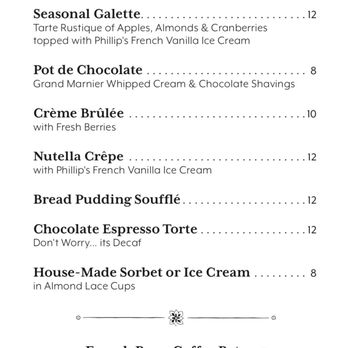 Baker's Wife Bistro - Dessert Menu - French Near Me - Hampton, Virginia Baker's Wife Bistro - Dessert Menu - French Near Me - Hampton, Virginia