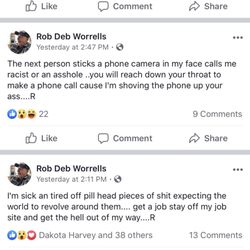 Mossy Rock Tree Service - Posts on his personal Facebook account about our encounter and making threats