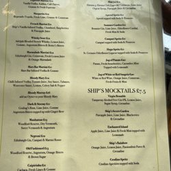 The Ship on the Shore - Mocktails menu