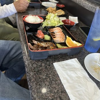 Ami Sushi - Bento box with All, shrimp and steak, teriyaki salad and rice unbelievable super recently priced - Sushi Bars Near Me - Santa Ana, California Ami Sushi - Bento box with All, shrimp and steak, teriyaki salad and rice unbelievable super recently priced - Sushi Bars Near Me - Santa Ana, California