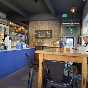 The Blend - The long table for customers, and the little table to prepare your coffee. - Breakfast & Brunch Near Me - Buena Vista, Colorado The Blend - The long table for customers, and the little table to prepare your coffee. - Breakfast & Brunch Near Me - Buena Vista, Colorado