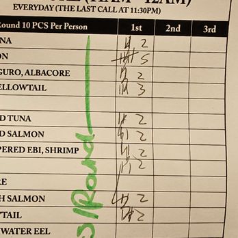 X-Fish - You can't use tally marks on their menu apparently... - Sushi Bars Near Me - Brea, California X-Fish - You can't use tally marks on their menu apparently... - Sushi Bars Near Me - Brea, California