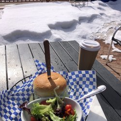 Creekers Bistro - Salad and bulgogi burger...plus delicious latte!