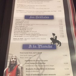 la table ronde - Une petite partie du menu.