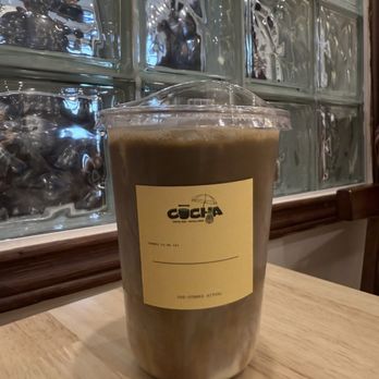 Cocha - Iced hojicha latte - Coffee & Tea Near Me - Houston, Texas Cocha - Iced hojicha latte - Coffee & Tea Near Me - Houston, Texas