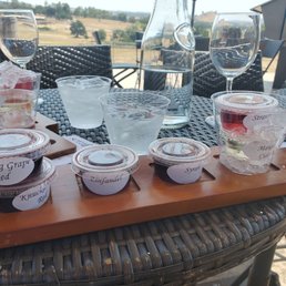 Tastings in little plastic containers.