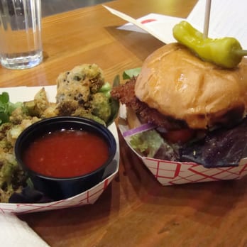 Roaming Bull Brasserie - Tempura broccoli; pork schnitzel sandwich. - Food Trucks Near Me Roaming Bull Brasserie - Tempura broccoli; pork schnitzel sandwich. - Food Trucks Near Me