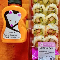 Hannaford Supermarket - California Roll-Sushi "to go"-12/2024 Also for purchase at the Sushi Area is Spicy Mayo