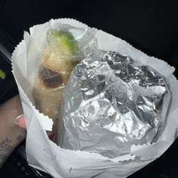 Los Jefes - Reg Asada Burrito, grilled onions & jalapeño, cucumber, radish & lemon, $10!