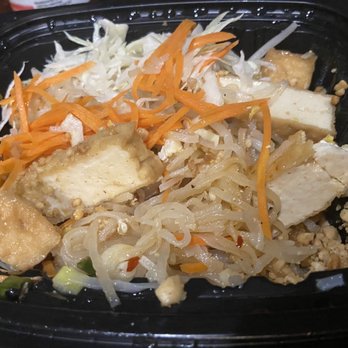 Green Leaf Thai Cuisine - Pad thai with tofu (portion was a bit larger but we already took a few bites!) - Thai Near Me - Chicago, Illinois Green Leaf Thai Cuisine - Pad thai with tofu (portion was a bit larger but we already took a few bites!) - Thai Near Me - Chicago, Illinois