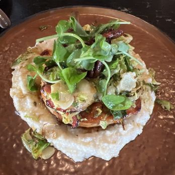 Saint & Second - Pork, pecans, cheese, grits, Brussels sprouts - New American Near Me - Long Beach, California