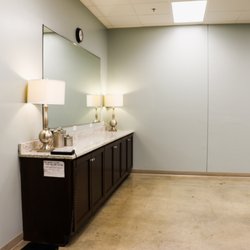 Perfectly lit vanity for getting ready in women's bathroom.
