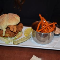 Kelseys Original Roadhouse - Messy Fish Sandwich with Sweet Potato Fries
