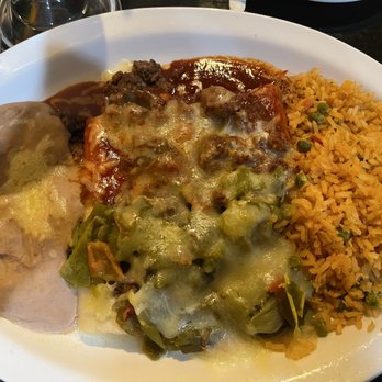 L & J Cafe - Ground Beef Enchiladas, half green half red sauce - Mexican Near Me - El Paso, Texas L & J Cafe - Ground Beef Enchiladas, half green half red sauce - Mexican Near Me - El Paso, Texas