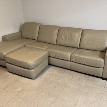 Sophy's Upholstery - Leather sofa with new seat cushions - Furniture Reupholstery Near Me - Whitestone, New York