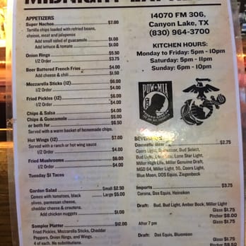 Midnight Express Bar & Grill - Good selection of food and beverages - Dive Bars Near Me - Canyon Lake, Texas Midnight Express Bar & Grill - Good selection of food and beverages - Dive Bars Near Me - Canyon Lake, Texas