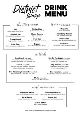 Menu photo 2 District Lounge Pickering, ON
