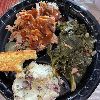 Moe's Original Bar B Que - Pulled pork, collard greens, corn bread, potato salad - Barbeque Near Me - Foley, Alabama