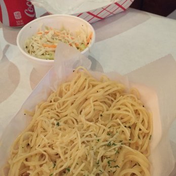 Cap't Loui - Cole slaw. Yum! Garlic Noodles...mmm....(make sure to drizzle the sauce with it!!!) - Cajun/Creole Near Me - Fort Lee, New Jersey