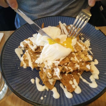 La Contenta Les - Chilaquiles with perfectly poached eggs - Mexican Near Me - New York, New York