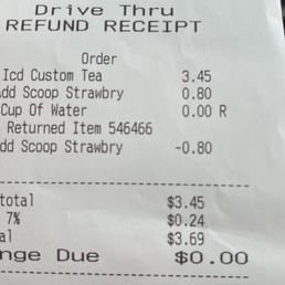Charged for water with a scoop of strawberries Charged for water with a scoop of strawberries