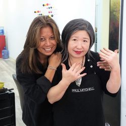 Spectrum Salon - Alicia and her client, WTNH reporter, Jocelyn Maminta.