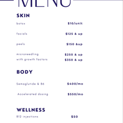 On Point Aesthetics Ohio - Our Menu