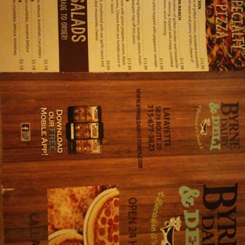 Byrne Dairy - Backside of Byrne Dairys food menu. - Convenience Stores Near Me - La Fayette, New York