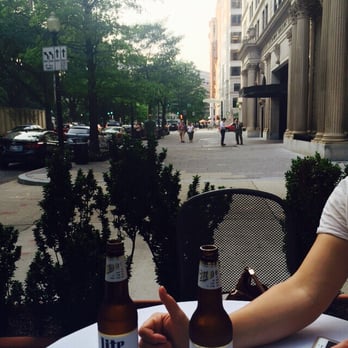 Bobby Van's Steakhouse - Enjoying a couple Miller Lite in the bar patio. - Steakhouses Near Me - Washington, DC, District of Columbia