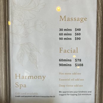 Harmony Massage & Spa - Menu - Massage Near Me - Glendora, California Harmony Massage & Spa - Menu - Massage Near Me - Glendora, California