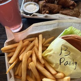 Party Cheeseburger, fries, 6pc Wings Party Cheeseburger, fries, 6pc Wings
