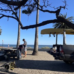 Refugio State Beach - Site next to ours with the extra space because of the trees!