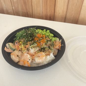 Poke Bowl - Small bowl with white rice , salmon and shrimp - Poke Near Me - Colma, California