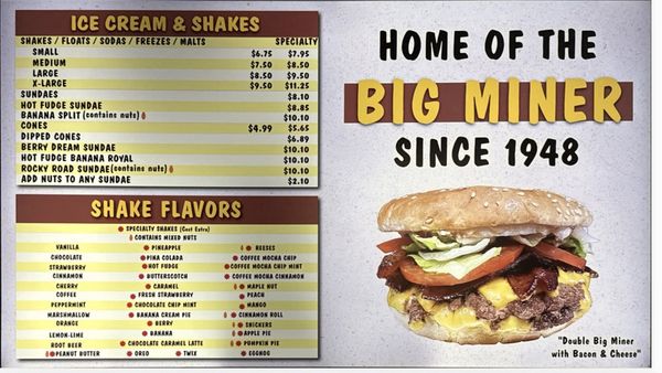 Menu photo 2 Miner's Drive-In Yakima, WA