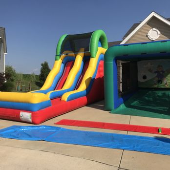 Twist and Bounce - 15 Foot slide and Sports cage Soccer (can also be configured for Baseball or Football) - keeping the inventory clean and dry. - Bounce House Rentals Near Me Twist and Bounce - 15 Foot slide and Sports cage Soccer (can also be configured for Baseball or Football) - keeping the inventory clean and dry. - Bounce House Rentals Near Me