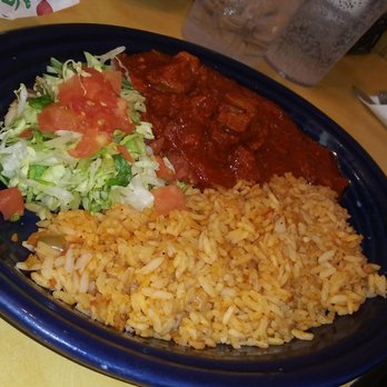 Garcia's Kitchen - The Original - Carne adovada plate with double rice. - New Mexican Cuisine Near Me - Albuquerque, New Mexico