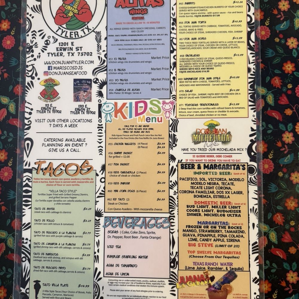 Marisco's Dj's - Don Juan Seafood - Here is the CURRENT menu - Seafood Near Me - Tyler, Texas Marisco's Dj's - Don Juan Seafood - Here is the CURRENT menu - Seafood Near Me - Tyler, Texas
