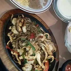 Combination fajitas with chicken, beef, shrimp, onions, and peppers. $11.00 with shrimp