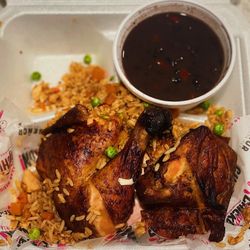 Papis Chicken - Half 1/2 Chicken - Fried Rice - Black Beans
