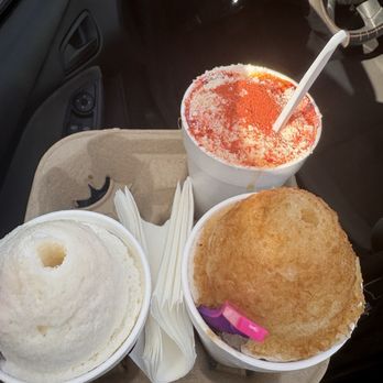 New Orleans Style Shaved Ice - Elote (top right) , Nuez (Pecan) with actual real nuts in the middle! And tamarind on the bottom right. - Shaved Ice Near Me - Pflugerville, Texas New Orleans Style Shaved Ice - Elote (top right) , Nuez (Pecan) with actual real nuts in the middle! And tamarind on the bottom right. - Shaved Ice Near Me - Pflugerville, Texas