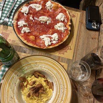 Il Girasole - carbonara and burrata pizza - Trattorie Near Me - Rome, RM Il Girasole - carbonara and burrata pizza - Trattorie Near Me - Rome, RM
