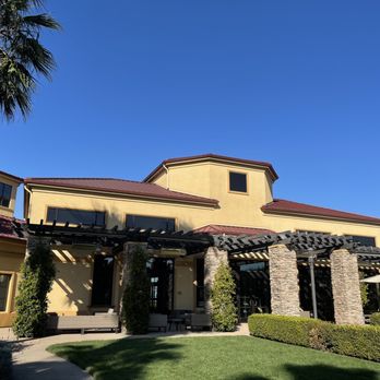 SpringHill Suites by Marriott Napa Valley - Back of the hotel has tables where you can have breakfast - Hotels Near Me - Napa, California