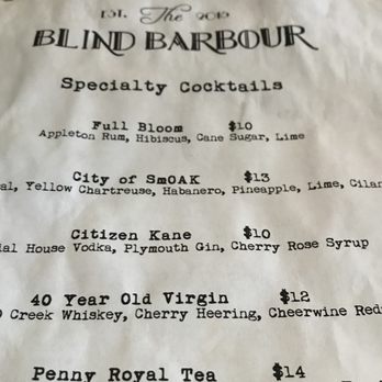 The Blind Barbour - Cocktail Bars Near Me - Raleigh, North Carolina