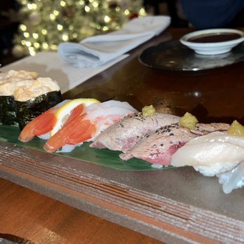 Umami - Botan Ebi (head), Spicy Chopped Scallop, Botan Ebi (tail), Wagyu, last 2 were Madai and Hamachi (not sure in what order) - Japanese Near Me - Sugar Land, Texas Umami - Botan Ebi (head), Spicy Chopped Scallop, Botan Ebi (tail), Wagyu, last 2 were Madai and Hamachi (not sure in what order) - Japanese Near Me - Sugar Land, Texas